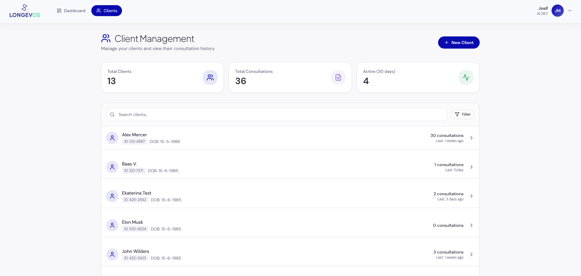 Client Management Panel